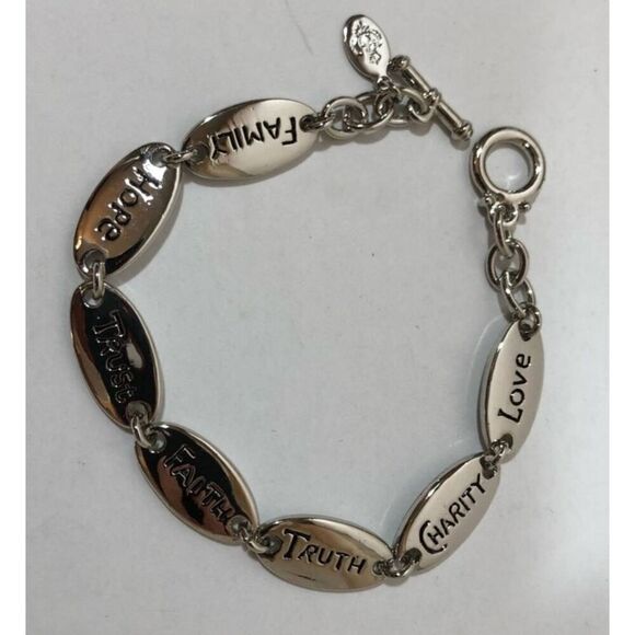 Pretty Premier Designs Silver Inspirational Words Toggle Style Bracelet~kn - Picture 2 of 2